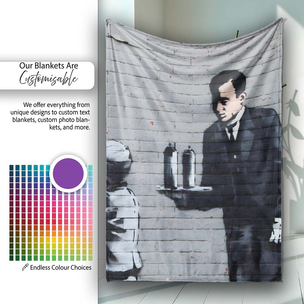 Child Drawing Red Line Butler Urban Graffiti, Comfortable Everyday Use, Stylish Room Decoration - Super Soft Fleece Blanket Bed Sofa Throw