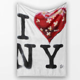 Red Bandaged Heart New York Typography Pop Art, Lightweight Warm Gift, Comfortable Everyday Use - Super Soft Fleece Blanket Bed Sofa Throw