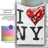 Red Bandaged Heart New York Typography Pop Art, Lightweight Warm Gift, Comfortable Everyday Use - Super Soft Fleece Blanket Bed Sofa Throw