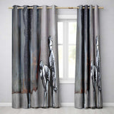 Two Boys and Hidden Woman Monochrome Urban Graffiti Elegant Design for Home Decor Readymade Eyelet Ring Top Thermal 100% Blackout Curtains