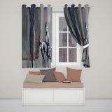 Two Boys and Hidden Woman Monochrome Urban Graffiti Elegant Design for Home Decor Readymade Eyelet Ring Top Thermal 100% Blackout Curtains