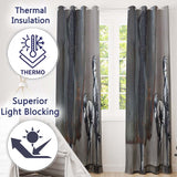 Two Boys and Hidden Woman Monochrome Urban Graffiti Elegant Design for Home Decor Readymade Eyelet Ring Top Thermal 100% Blackout Curtains