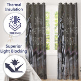 Child Warrior Raising Sword Chalk Graffiti Stylish Vibrant Artwork for Home Decor Readymade Eyelet Ring Top Thermal 100% Blackout Curtains