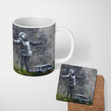 Child Catching Snow beside Small Boat Graffiti 11oz Ceramic Coffee Tea Mug White Large Handle