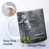 Child Catching Snow beside Small Boat Graffiti 11oz Ceramic Coffee Tea Mug White Large Handle