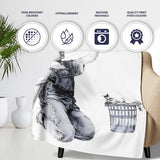 Boy Holding Flying Nurse Doll Monochrome Graffiti, All Season Comfort, Comfortable Everyday Use - Super Soft Fleece Blanket Bed Sofa Throw