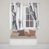 Boy Holding Flying Nurse Doll Monochrome Graffiti Distinctive Artistic Home Decor Readymade Eyelet Ring Top Thermal 100% Blackout Curtains