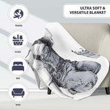 Boy Holding Flying Nurse Doll Monochrome Graffiti, All Season Comfort, Comfortable Everyday Use - Super Soft Fleece Blanket Bed Sofa Throw