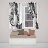 Child Face Close Up Monochrome Stencil Portrait Vibrant Artwork for Bedroom Decor Readymade Eyelet Ring Top Thermal 100% Blackout Curtains