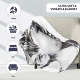 Child Face Close Up Monochrome Stencil Portrait, Bedroom Living Room Accent, All Season Comfort - Super Soft Fleece Blanket Bed Sofa Throw