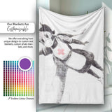 Flying Nurse Doll Red Cross Minimal Stencil Art, Bedroom Living Room Accent, All Season Comfort - Super Soft Fleece Blanket Bed Sofa Throw