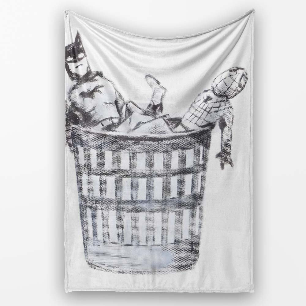 Discarded Masked Action Figures Monochrome Stencil, All Season Comfort, Stylish Room Decoration - Super Soft Fleece Blanket Bed Sofa Throw