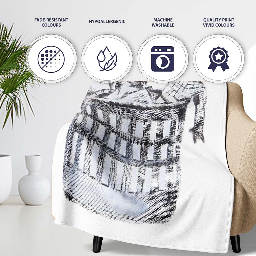 Discarded Masked Action Figures Monochrome Stencil, All Season Comfort, Stylish Room Decoration - Super Soft Fleece Blanket Bed Sofa Throw