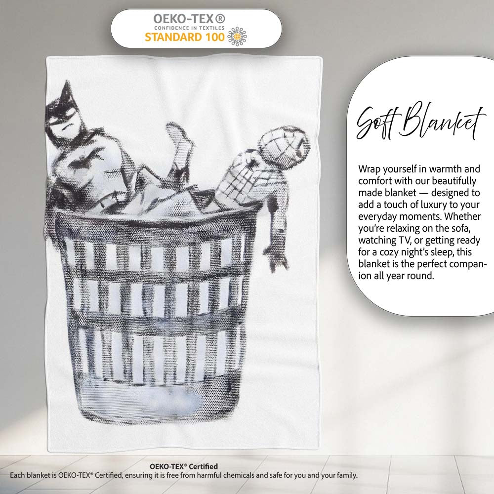 Discarded Masked Action Figures Monochrome Stencil, All Season Comfort, Stylish Room Decoration - Super Soft Fleece Blanket Bed Sofa Throw