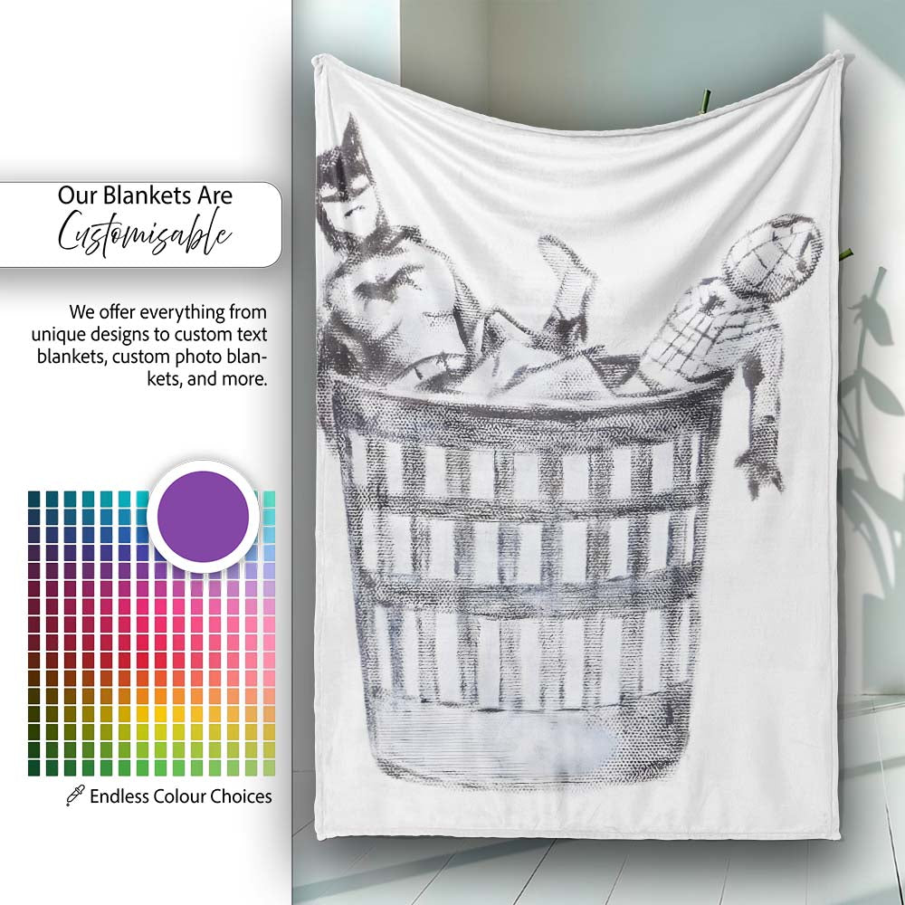 Discarded Masked Action Figures Monochrome Stencil, All Season Comfort, Stylish Room Decoration - Super Soft Fleece Blanket Bed Sofa Throw
