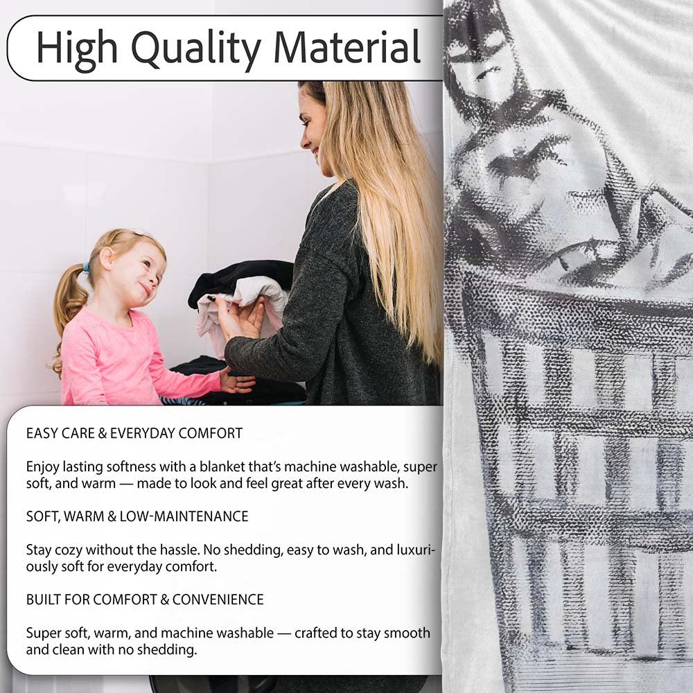 Discarded Masked Action Figures Monochrome Stencil, All Season Comfort, Stylish Room Decoration - Super Soft Fleece Blanket Bed Sofa Throw