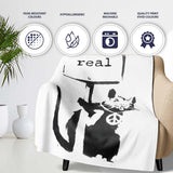 Keep It Real Cat Peace Symbol Minimal Stencil, All Season Comfort, Thoughtful Housewarming Gift - Super Soft Fleece Blanket Bed Sofa Throw