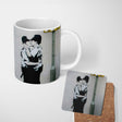 Kissing Police Officers Monochrome Urban Stencil 11oz Ceramic Coffee Tea Mug White Large Handle