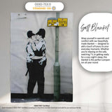 Kissing Police Officers Monochrome Urban Stencil, All Season Comfort, Decorative Wall Art Style - Super Soft Fleece Blanket Bed Sofa Throw