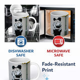 Kissing Police Officers Monochrome Urban Stencil 11oz Ceramic Coffee Tea Mug White Large Handle