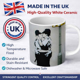 Kissing Police Officers Monochrome Urban Stencil 11oz Ceramic Coffee Tea Mug White Large Handle