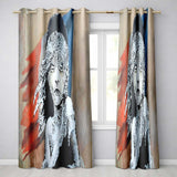 Crying Girl Red Blue Abstract Stencil Portrait Creative Artwork for Bedroom Decor Readymade Eyelet Ring Top Thermal 100% Blackout Curtains