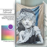 Crying Girl Red Blue Abstract Stencil Portrait, Lightweight Warm Gift, Comfortable Everyday Use - Super Soft Fleece Blanket Bed Sofa Throw