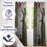 Woman in Green Dress Floral Urban Graffiti Artistic Artwork for Living Room Decor Readymade Eyelet Ring Top Thermal 100% Blackout Curtains