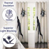 Running Figure Black Silhouette Minimal Graffiti Contemporary Artistic Home Decor Readymade Eyelet Ring Top Thermal 100% Blackout Curtains