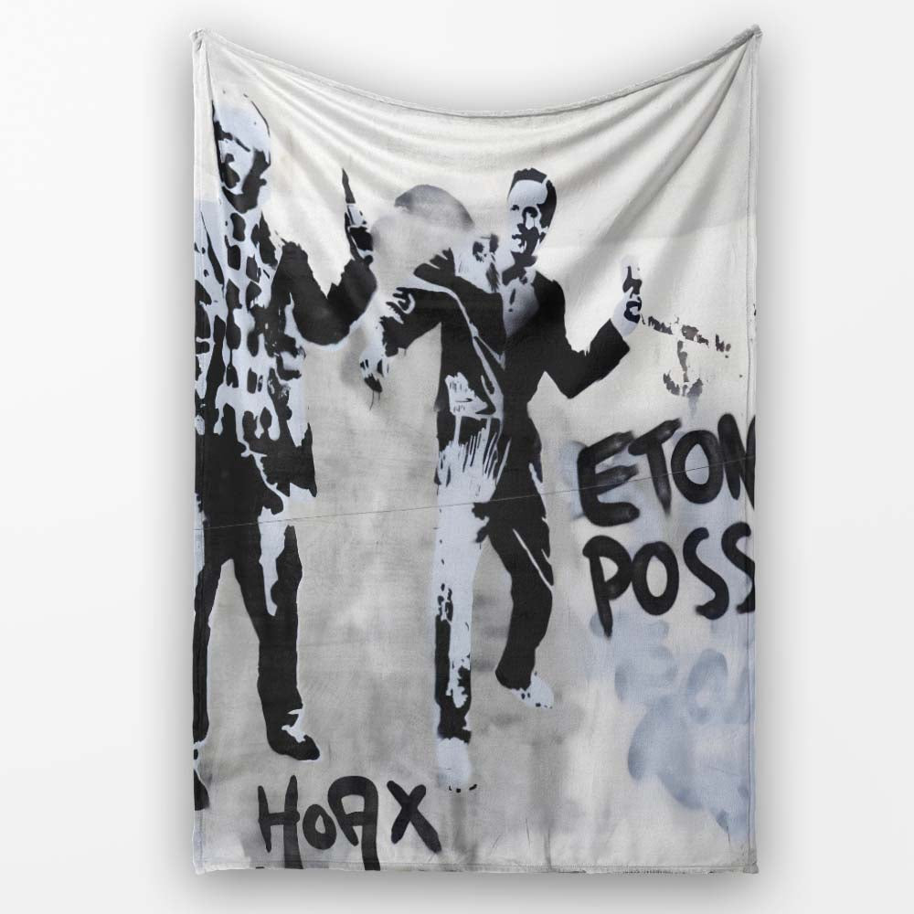 Monochrome Music Duo Urban Performance Graffiti, Bedroom Living Room Accent, All Season Comfort - Super Soft Fleece Blanket Bed Sofa Throw