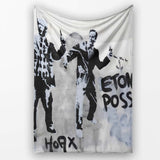 Monochrome Music Duo Urban Performance Graffiti, Bedroom Living Room Accent, All Season Comfort - Super Soft Fleece Blanket Bed Sofa Throw