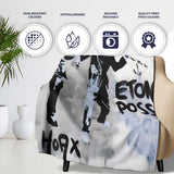 Monochrome Music Duo Urban Performance Graffiti, Bedroom Living Room Accent, All Season Comfort - Super Soft Fleece Blanket Bed Sofa Throw
