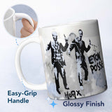 Monochrome Music Duo Urban Performance Graffiti 11oz Ceramic Coffee Tea Mug White Large Handle
