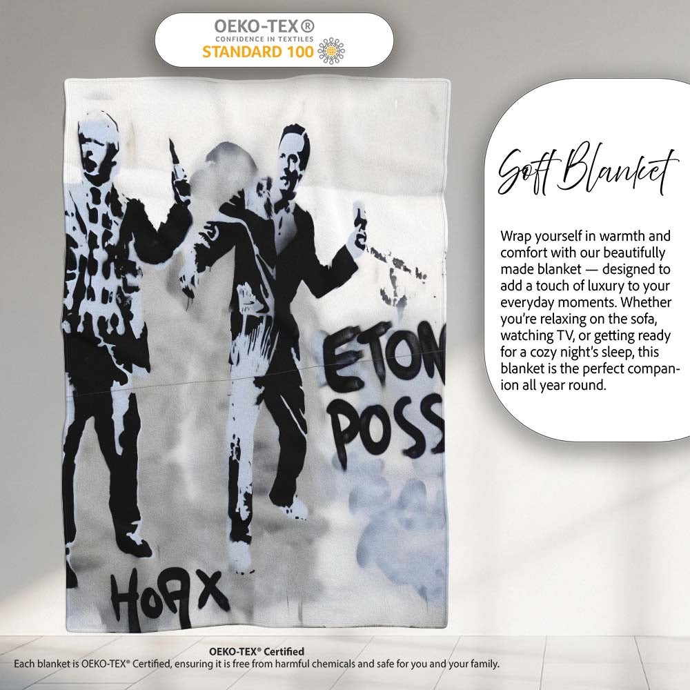 Monochrome Music Duo Urban Performance Graffiti, Bedroom Living Room Accent, All Season Comfort - Super Soft Fleece Blanket Bed Sofa Throw