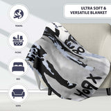 Monochrome Music Duo Urban Performance Graffiti, Bedroom Living Room Accent, All Season Comfort - Super Soft Fleece Blanket Bed Sofa Throw