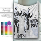 Monochrome Music Duo Urban Performance Graffiti, Bedroom Living Room Accent, All Season Comfort - Super Soft Fleece Blanket Bed Sofa Throw