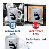 Black Rat Holding Sign Minimal Urban Stencil 11oz Ceramic Coffee Tea Mug White Large Handle