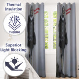 Elderly Woman Red Typography Satirical Stencil Unique Bold Artwork for Home Decor Readymade Eyelet Ring Top Thermal 100% Blackout Curtains