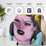 Pink Face Blonde Pop Art Portrait, Cozy Home Decor, All Season Comfort, Stylish Room Decoration - Super Soft Fleece Blanket Bed Sofa Throw