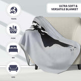 Woman Holding Dripping Umbrella Monochrome Stencil, All Season Comfort, Stylish Room Decoration - Super Soft Fleece Blanket Bed Sofa Throw