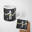 Two Suited Men Yellow Gloves Monochrome Pop Art 11oz Ceramic Coffee Tea Mug White Large Handle