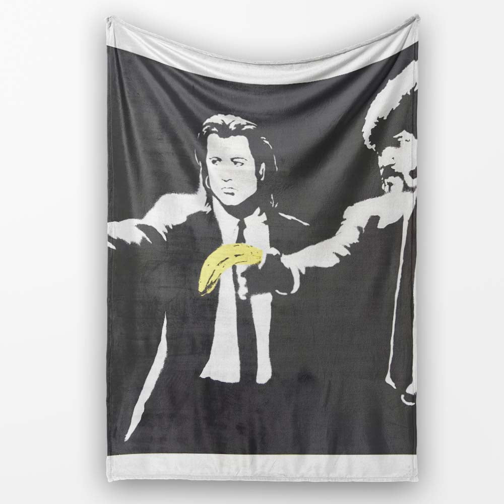 Two Suited Men Yellow Gloves Monochrome Pop Art, Bedroom Living Room Accent, All Season Comfort - Super Soft Fleece Blanket Bed Sofa Throw