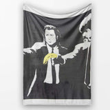 Two Suited Men Yellow Gloves Monochrome Pop Art, Bedroom Living Room Accent, All Season Comfort - Super Soft Fleece Blanket Bed Sofa Throw