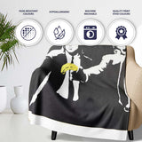 Two Suited Men Yellow Gloves Monochrome Pop Art, Bedroom Living Room Accent, All Season Comfort - Super Soft Fleece Blanket Bed Sofa Throw