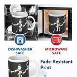 Two Suited Men Yellow Gloves Monochrome Pop Art 11oz Ceramic Coffee Tea Mug White Large Handle