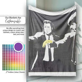 Two Suited Men Yellow Gloves Monochrome Pop Art, Bedroom Living Room Accent, All Season Comfort - Super Soft Fleece Blanket Bed Sofa Throw