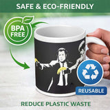 Two Suited Men Yellow Gloves Monochrome Pop Art 11oz Ceramic Coffee Tea Mug White Large Handle