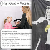 Two Suited Men Yellow Gloves Monochrome Pop Art, Bedroom Living Room Accent, All Season Comfort - Super Soft Fleece Blanket Bed Sofa Throw