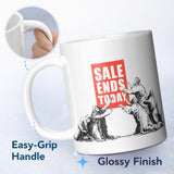 Sale Ends Today Crowd Satirical Monochrome Art 11oz Ceramic Coffee Tea Mug White Large Handle
