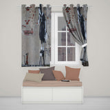 Schoolgirl and Rat Distressed Urban Stencil Unique Elegant Artwork for Home Decor Readymade Eyelet Ring Top Thermal 100% Blackout Curtains